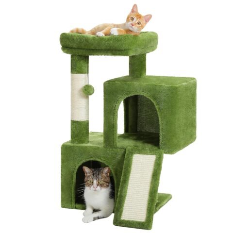 30-Inch PAWZ Road Cat Tree with Dual Condos and Plush Features